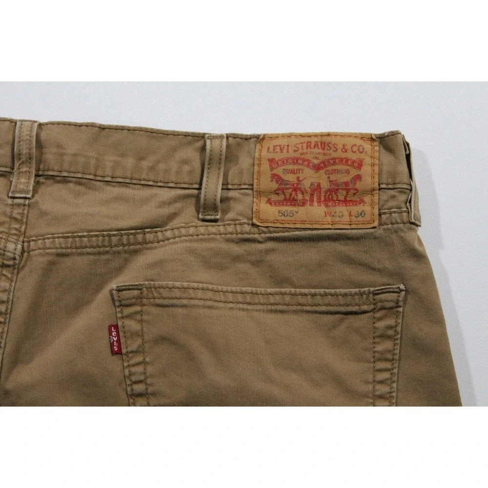 Levis 505 Pants Mens 40x28 (Tag 40x30) Brown Straight Leg Regular Fit Denim Jean